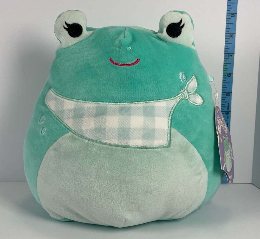 Squishmallows 9” Novi the Teal Frog with Gingham Bandana 7.5-Inch Easter Plush